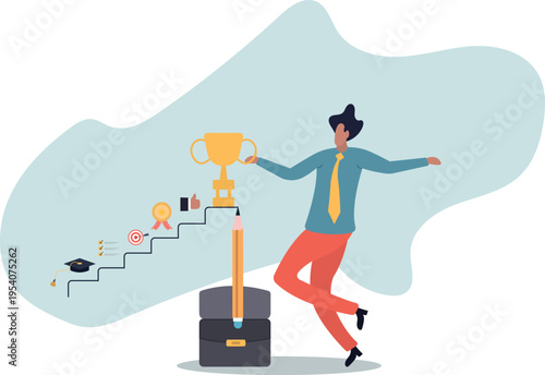 Career planning, step to develop plan and growth career opportunity, professional achievement or business success .human life and situation.