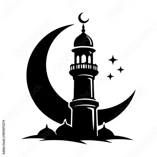Ramadan Lantern and Crescent Moon with Stars - A Symbol of Islamic Celebration and Spirituality