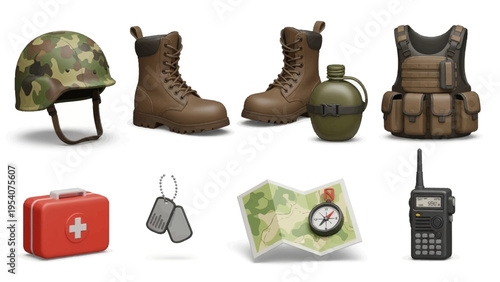Military gear and equipment for outdoor adventures