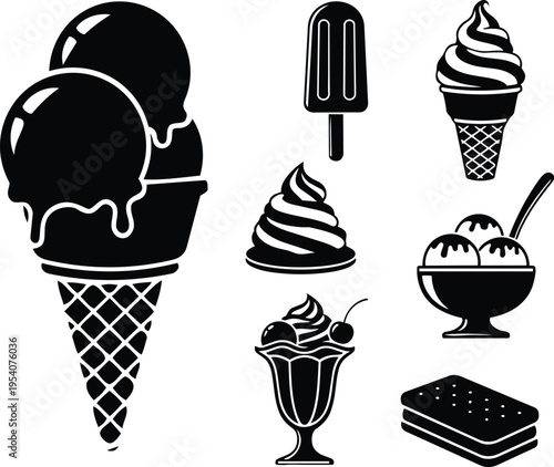 Assorted Ice Cream and Frozen Treats Icon Collection
