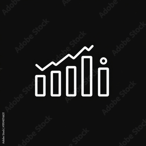A black and white logo featuring a line graph.