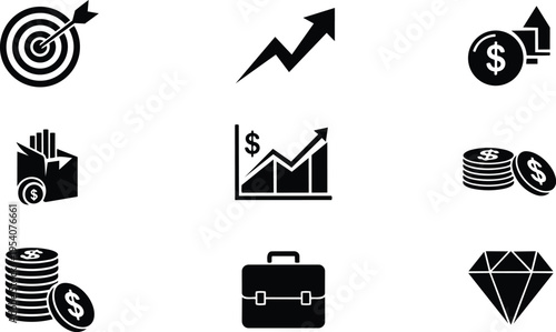 Financial Success and Investment Icon Set