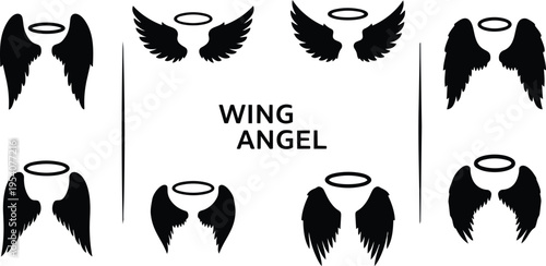 Angel Wings and Halo Icon Set