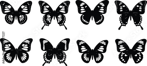 Detailed Butterfly Silhouette Icon Pack