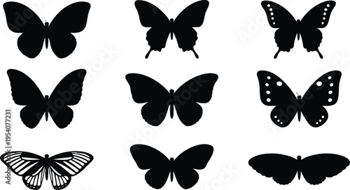 Assorted Butterfly Silhouette Vector Set