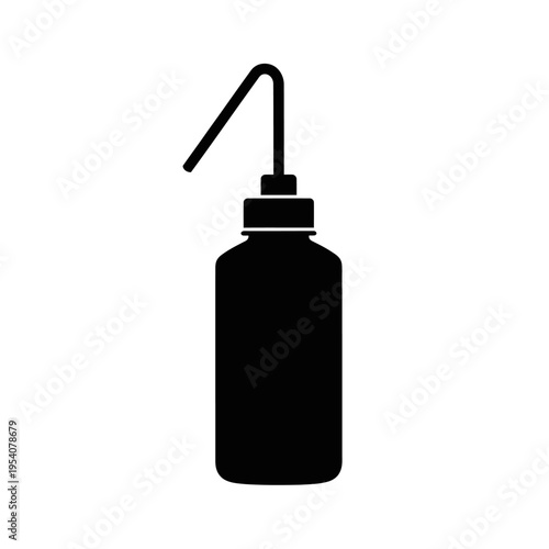 Silhouette of Plastic Lab Wash Bottle Squeeze Dispenser for Cleaning and Chemistry