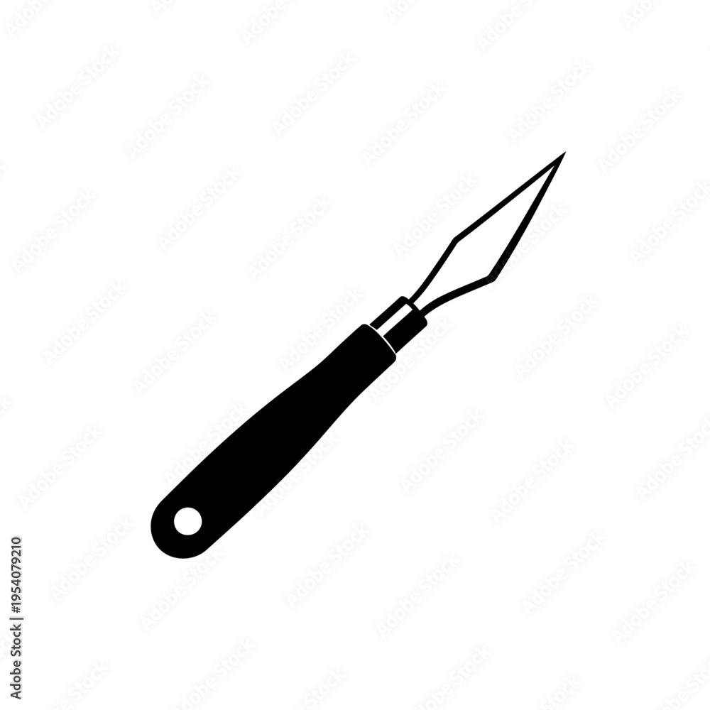 Fototapeta premium Fettling Knife Silhouette for Flexible Clay Cutting and Pottery Creation