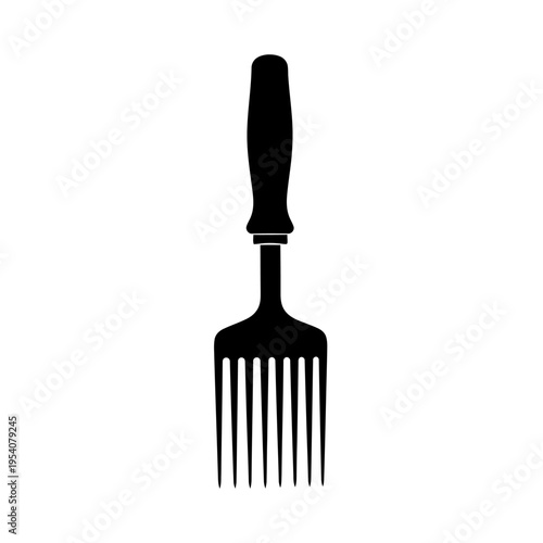 Silhouette of Metal Tine Uncapping Fork Scratcher for Honeycomb Harvest Preparation