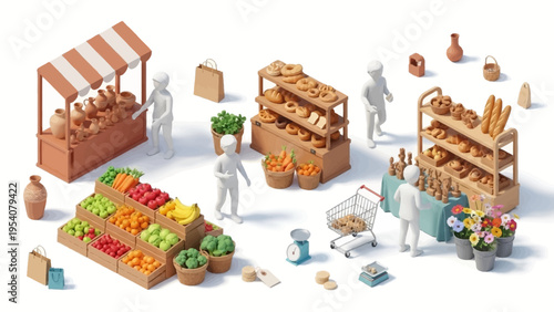 People shopping for fresh produce and baked goods daily