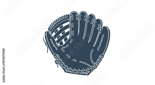 Baseball Glove Illustration on White Background.