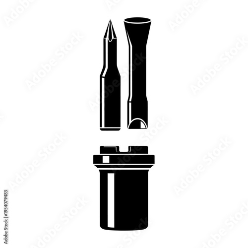 Silhouette of Multi Part Snap Setter Punch Tool for Leather Fastening and Apparel