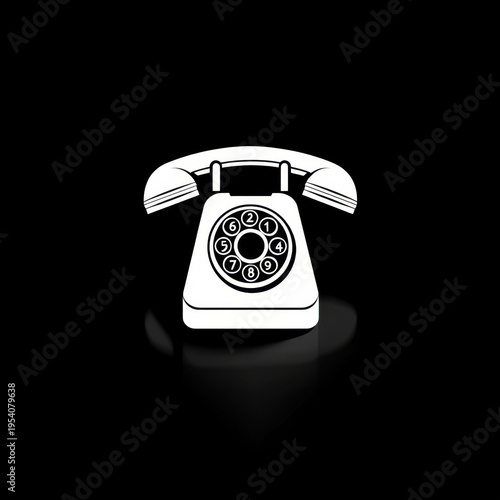 White phone icon on black background.