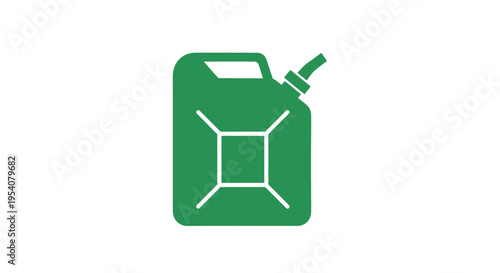 Green Jerrycan Icon with Open Spout.