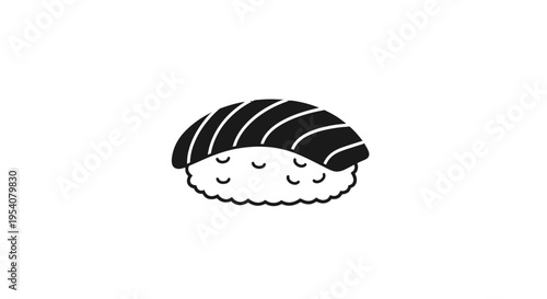 Simple Black and White Sushi Illustration.