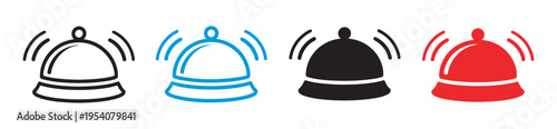 Hotel bell icon vector, alert bell illustration, front desk service bell, hotel notification symbol, hospitality vector graphics set