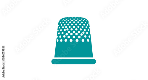 Teal Thimble with White Dots Illustration.