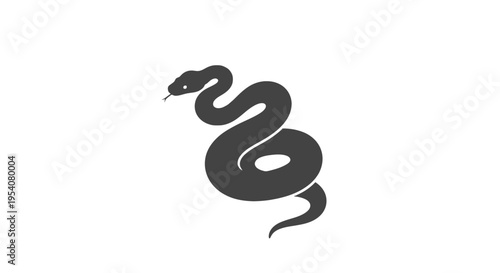 Black Snake Silhouette Isolated on White.