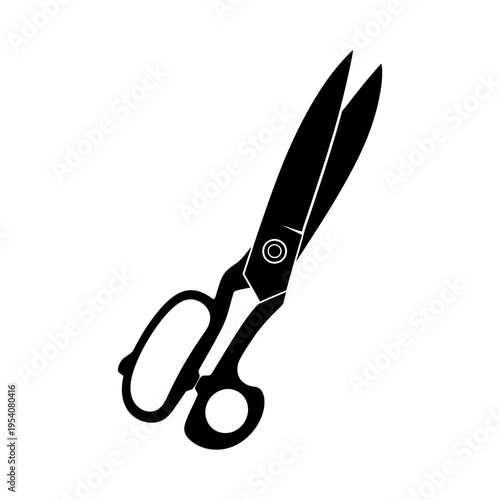 Silhouette of Heavy Duty Leather Shears for Precise Fabric Cutting and Tailoring