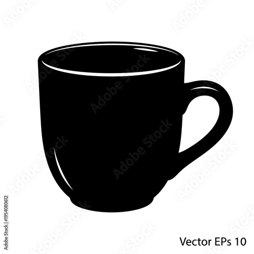 Silhouette of Simple Thrown Unfinished Clay Mug for Handcrafted Pottery Creation