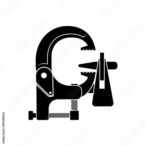 Black Silhouette of Ring Clamping Holder for Silversmith Precision and Gem Setting