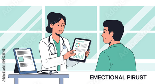 Female doctor showing emotional disturbance chart to patient