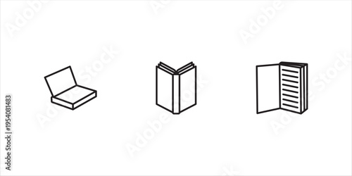 Open book line icon set, knowledge unfurled. Icon symbol illustration. Vector illustration, eps 10.