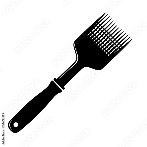 Black Silhouette of Beekeeping Uncapping Fork for Wax Removal and Honey Extraction