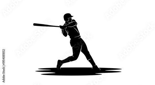 Dynamic Baseball Batter Silhouette Vector Illustration: Power, Precision, and Sportsmanship for Engaging Designs and Content Creation, Perfect for Sporting Event Promotions