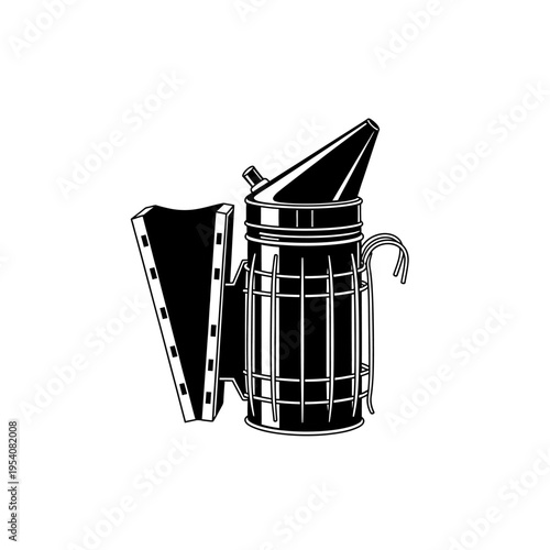 Metal Bee Smoker Silhouette for Traditional Honey Harvesting and Hive Care