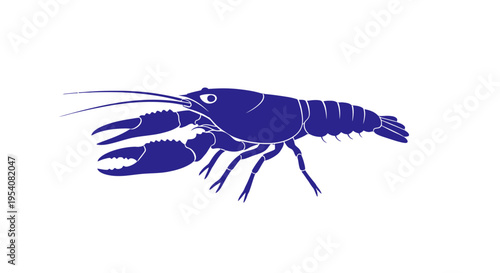 Blue Lobster Illustration with Claw Details.