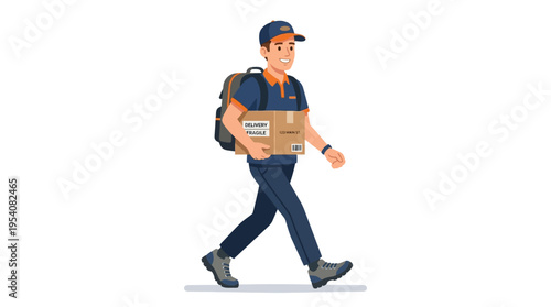 Delivery Man Carrying Large Box.