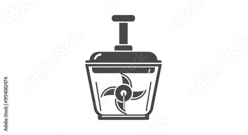 Simple Black and White Food Processor Icon.