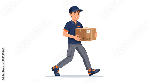 Man carrying a cardboard box delivery.