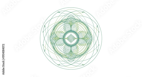 Abstract Circular Design with Flowing Lines and Geometric Elements