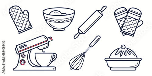 Line of baking tools and equipment for kitchen line baking tools oven mitts bowl