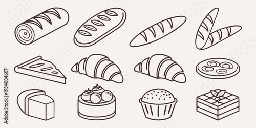 Various types of bread and pastries bakery food croissant