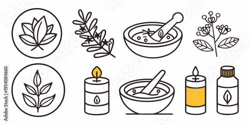 Aromatherapy and herbalism line black minimalistic candles