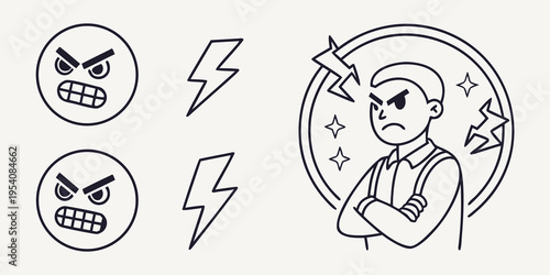 Angry expressions and emotions anger faces lightning