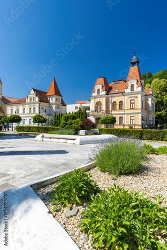 Architecture in Trencianske Teplice, traditional Slovakian spa town