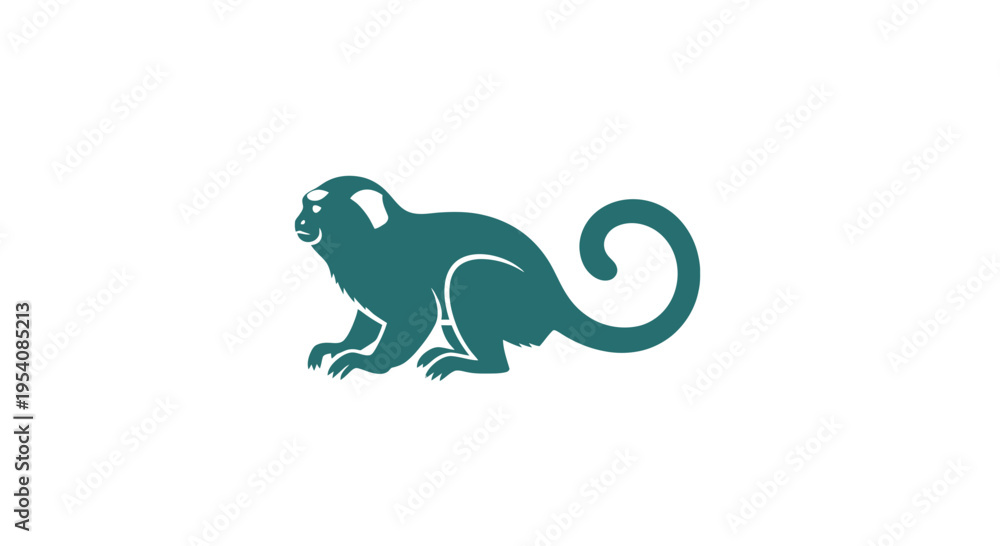 Obraz premium Teal Monkey Icon Graphic Design Element.