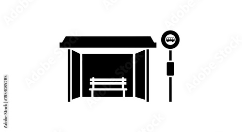 Simple Black and White Bicycle Parking Sign.