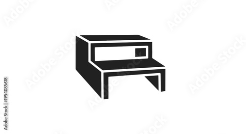 Simple Desk with Open Drawer Illustration.