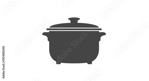 Black Cooking Pot with Lid Illustration.
