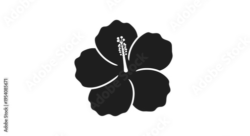 Black Silhouette of a Hibiscus Flower.