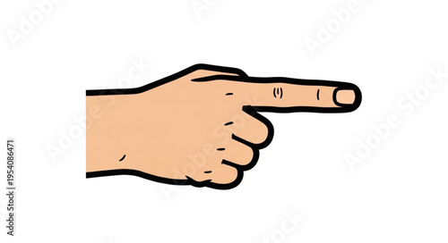 Cartoon Hand Pointing Right with Index Finger Extended.