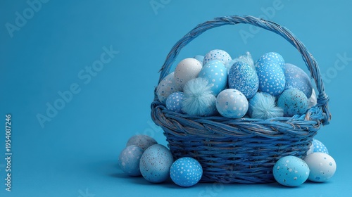easter egg basket blue on a blue background