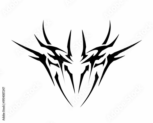Abstract neo tribal cyber sigil symmetrical shapes hand drawn graphic design for tattoo and streetwear element vector