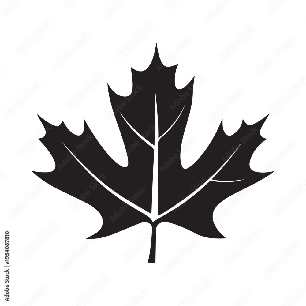Naklejka premium canadian maple leaf silhouette white background vector illustration
