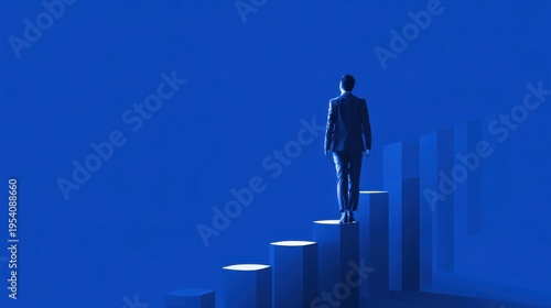 corporate success story blue on a blue background