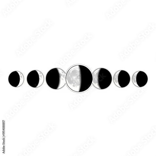 Lunar Cycle Phases Moon Stages Illustration.